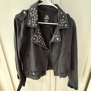 Almost Famous Black Studded Jean Jacket — Size M — NWT